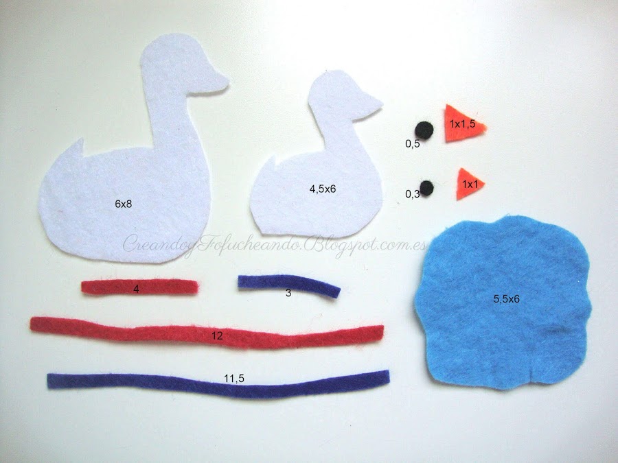 Medidas para las piezas de fieltro