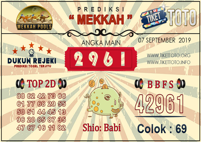 Prediksi Togel MEKKAH TIKETTOTO 07 SEPTEMBER 2019