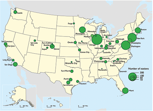 Map of Cities With Active Bike Sharing Programs
