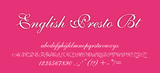 Kumpulan Font Undangan - English Presto BT Font