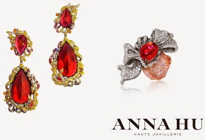 Anna Hu Haute Joaillerie's Fire Phoenix Earrings and Pétales d'Amour Ring