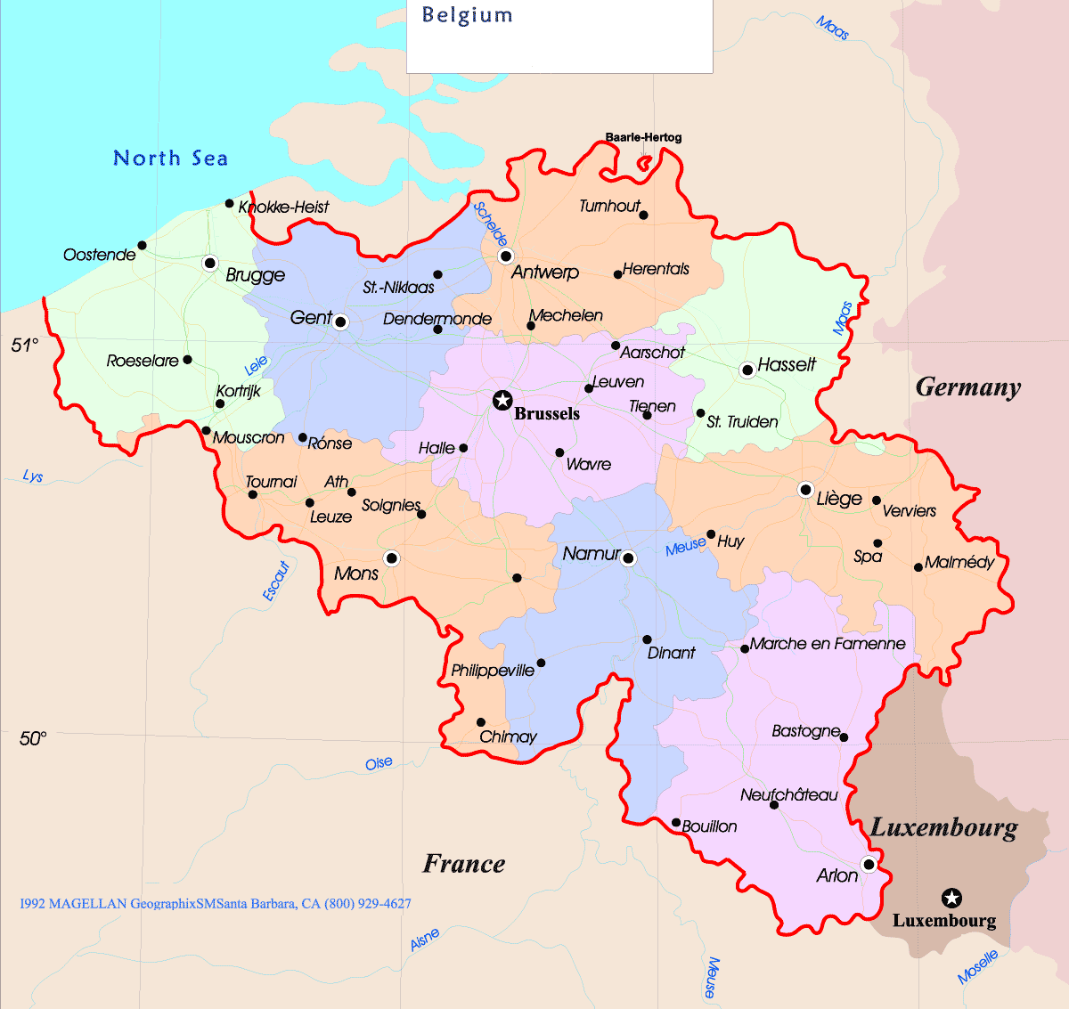 Belgium Political Map 