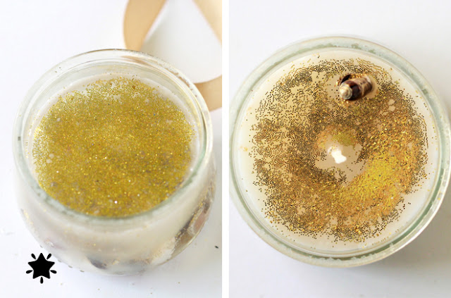 DIY Geschenk: Kerze im Glas Kerzenwachs ins Glas gießen