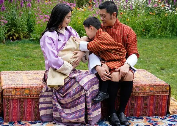 King Jigme Khesar Namgyel Wangchuck, Queen Jetsun Pema, Prince Jigme Namgyel and newborn Prince