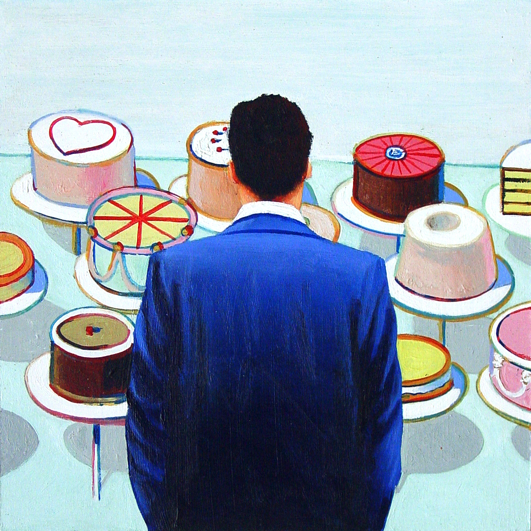 Cakes- Painting Of Man Enjoying Painting By Wayne Thiebaud ...