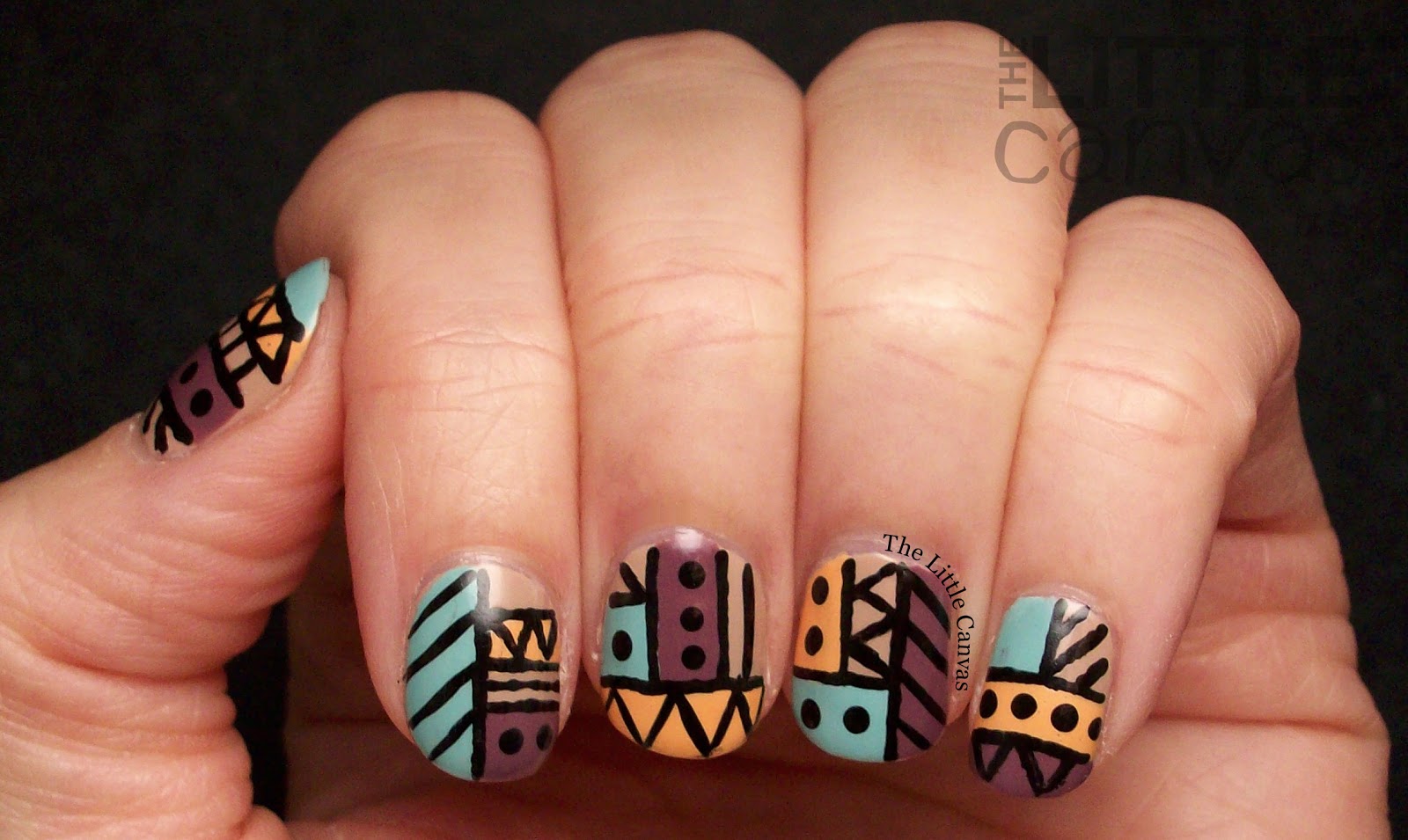 Tribal Nail Art over Three Darling Diva 'Queen' Inspired Shades - Lucy's  Stash