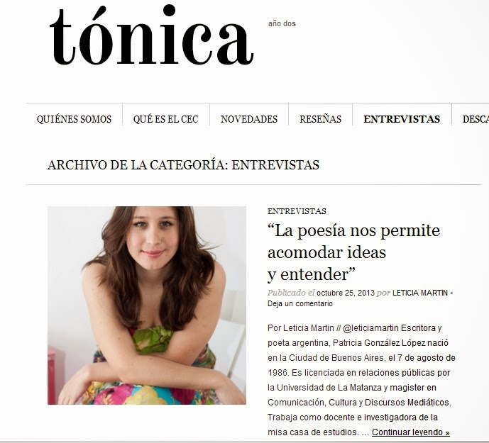 Entrevista de Leticia Martín en Revista Tónica