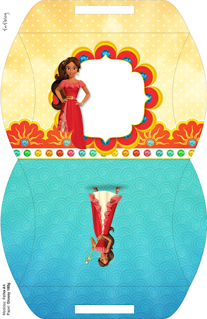Elena de Avalor: Cajas para Imprimir Gratis. Caja tipo almoada de Elena de Avalor para imprimir gratis.