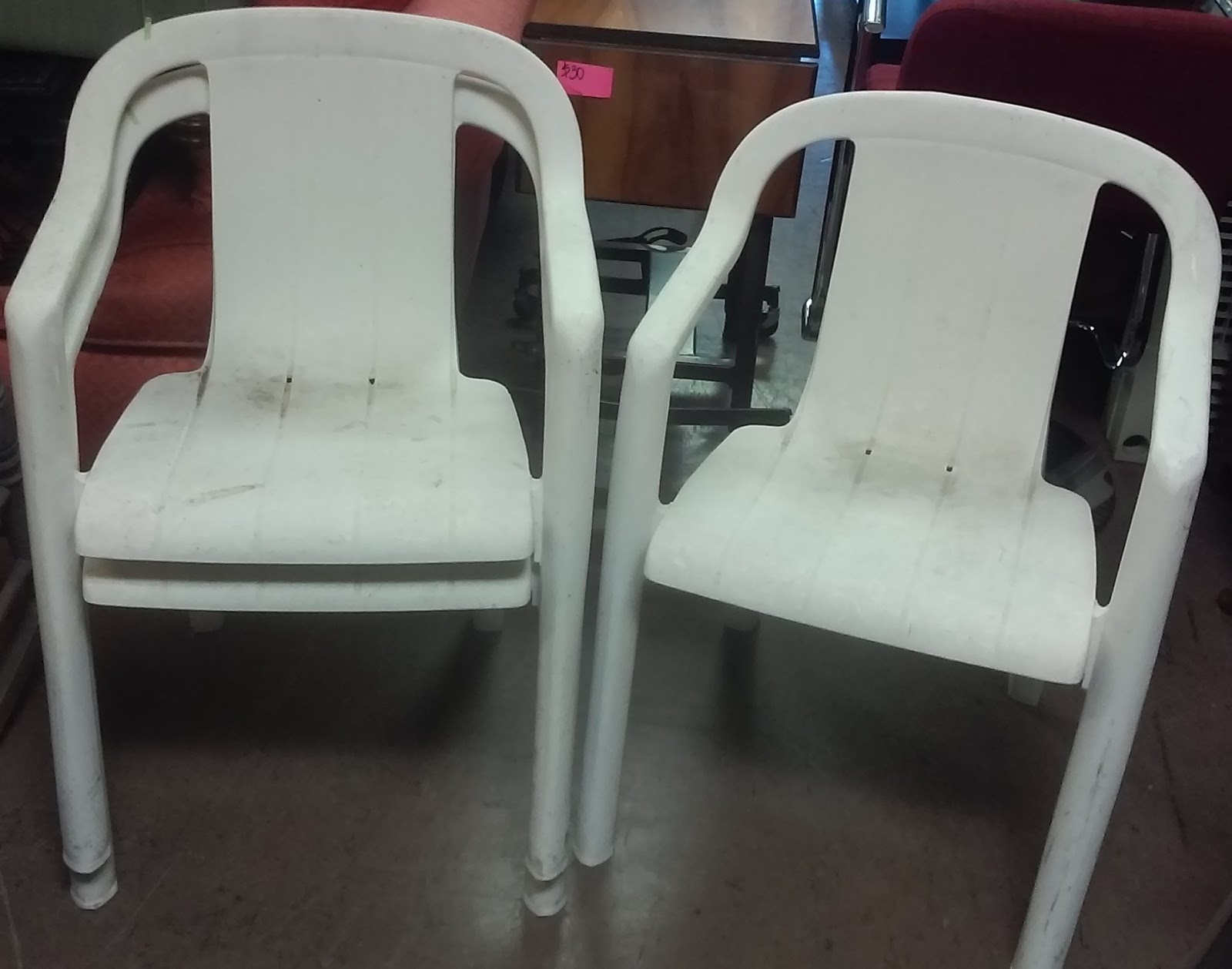 UHURU FURNITURE & COLLECTIBLES: SOLD **REDUCED** Plastic Patio Chairs