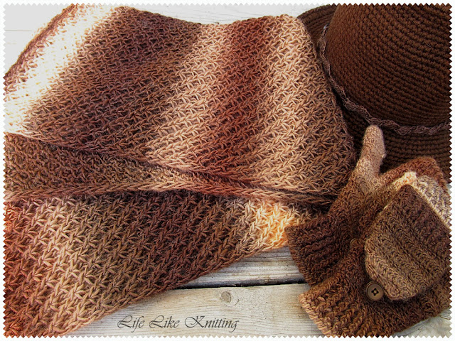 шарф капелюх мітенки спицями гачком scarf hat fingerless crochet knited