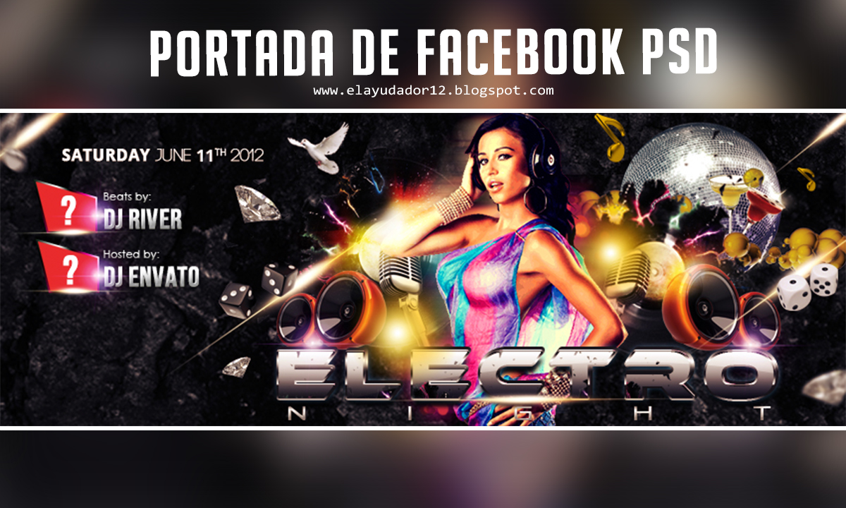 portada para facebook electro nights psd gratis