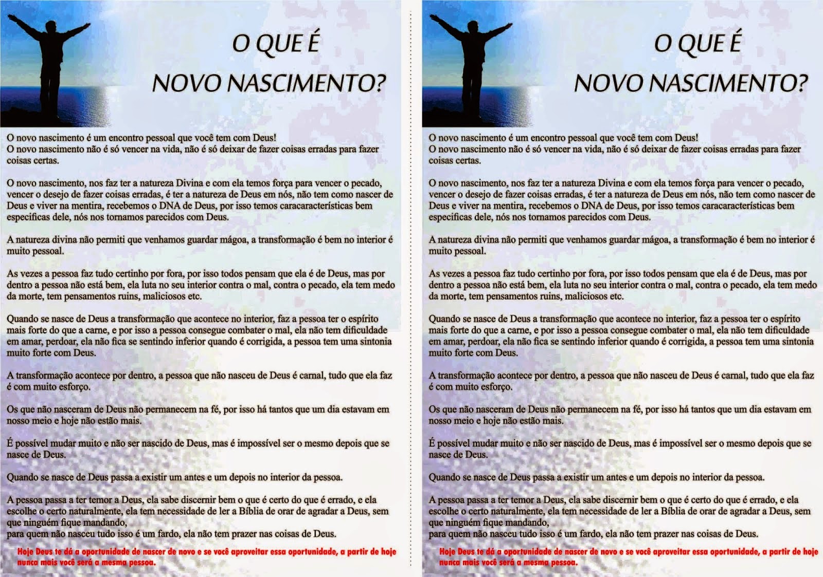 Homem de Fé Diferença Conversão, Novo