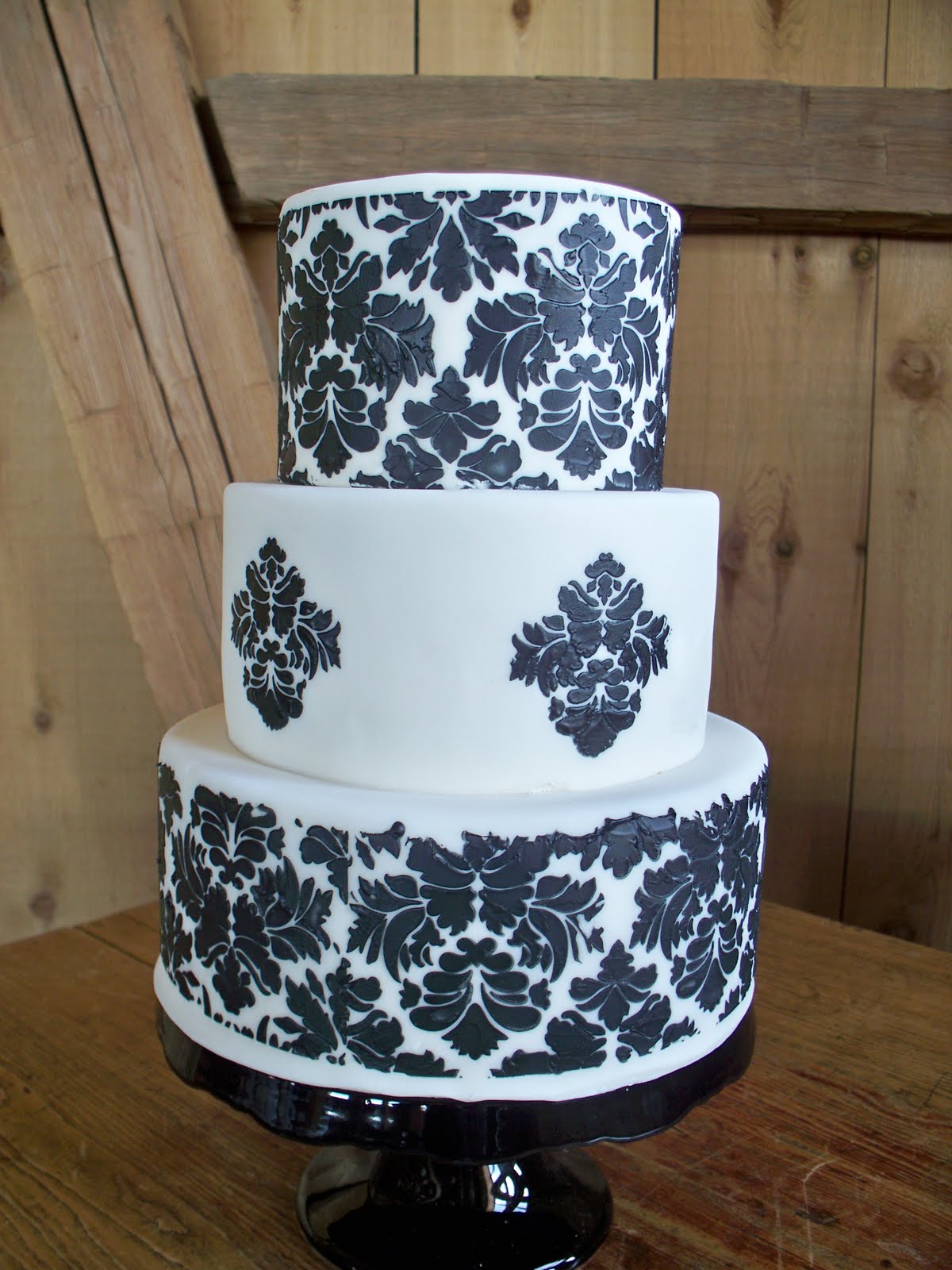 Teacup, Fine baked goods and confections Black and White Damask design