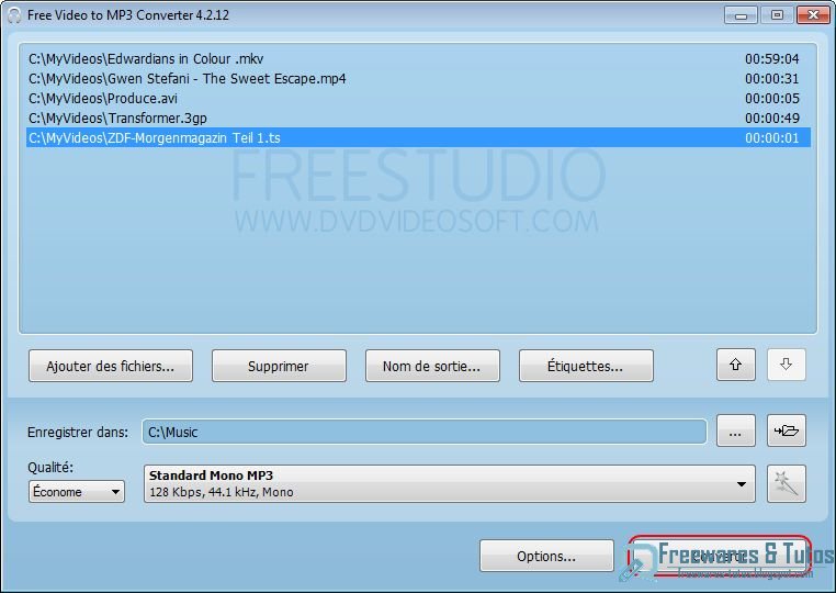 Free Video to MP3 Converter un logiciel gratuit pour convertir la