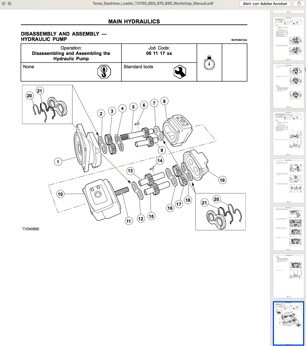 TEREX BACKHOELOADER (incluye códigos de falla) catalogosepc