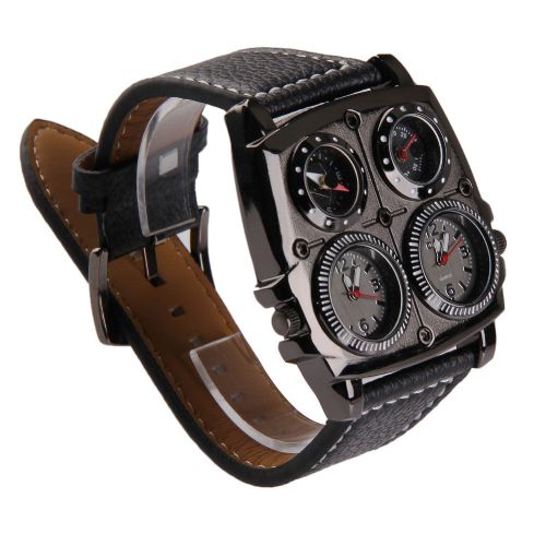 Jam tangan Oulm steampunk with compass & thermometer