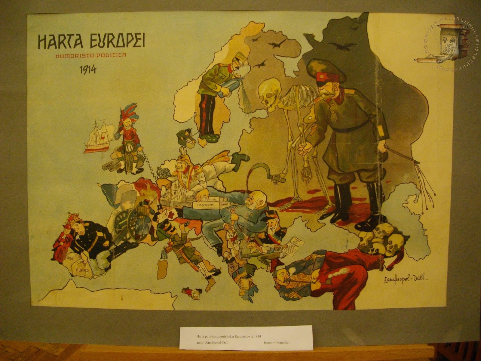 Humoristic map of Europe, 1914 (Romanian)
