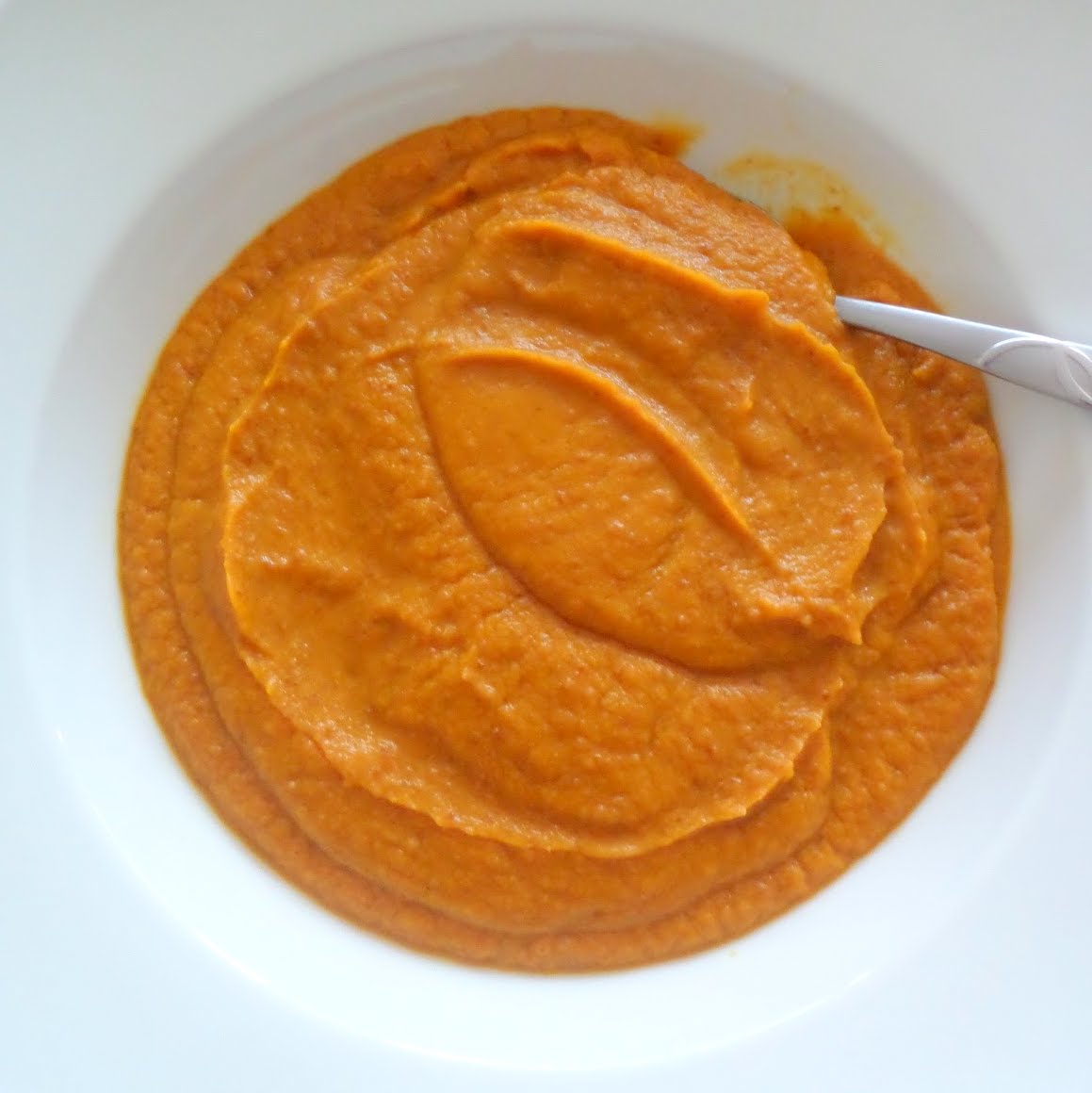 Pureed Carrot Soup:  A creamy, vegan, soup made with pureed carrots, onions, and beans in a vegetable broth with a hint of dill.  It's filling enough for a meal but also great with a small sandwich.