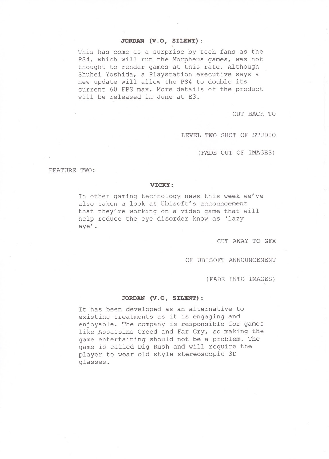 Unit 11: Scriptwriting for Media Products: March 2015