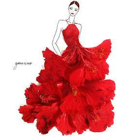 The Well-Appointed Catwalk: Flower Petal Fashion Illustrations by Grace ...