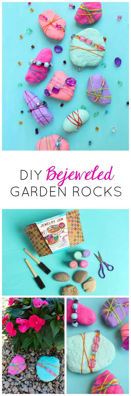 Rocks never looked so pretty! Decorate them with beads and jewels for pretty garden rocks or paperweights! #rockpainting #gardenrocks #kidscraft #naturecraft #kidmademodern Rocks never looked so pretty! Decorate them with beads and jewels for pretty garden rocks or paperweights! #rockpainting #gardenrocks #kidscraft #naturecraft #kidmademodern