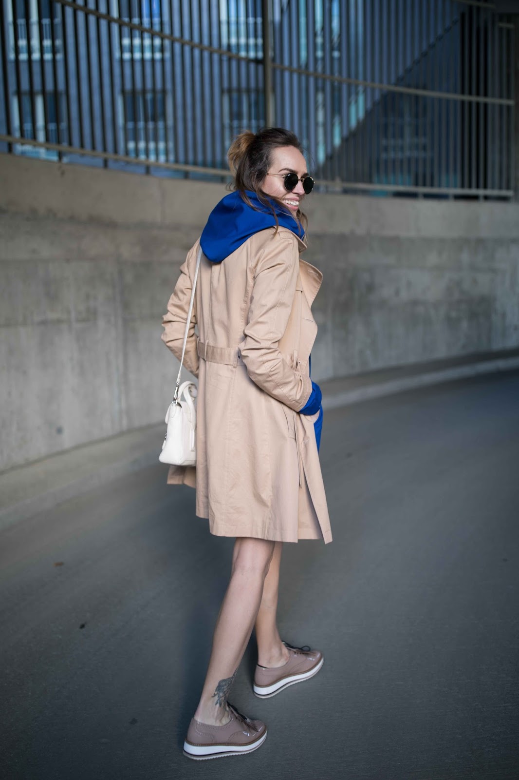 hoodie under trench coat