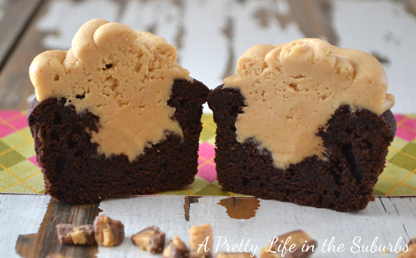 Peanut Butter Cream filled Chocolate Cupcakes