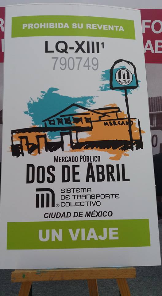 Boleto del Metro conmemorativo en honor del Mercado "Dos de Abril"