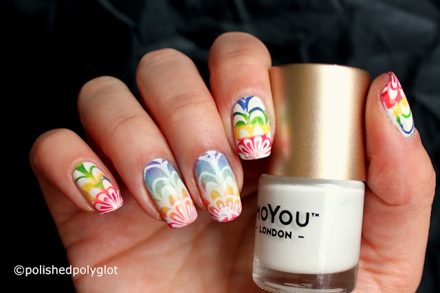 2. Easy Rainbow Water Marble Nail Art - wide 5
