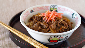 "Gyu" means beef and "Don" is short for "donburi(rice bowl)".