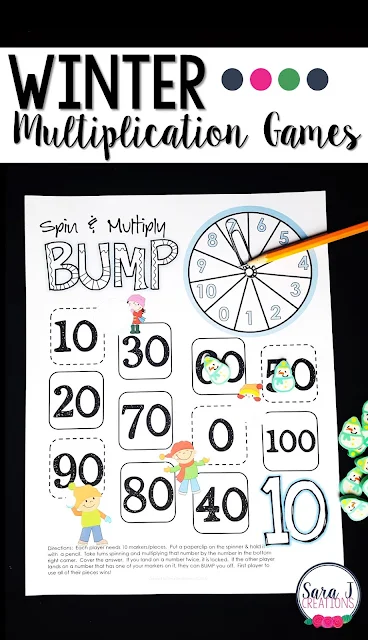 Winter themed multiplication games for learning fun!