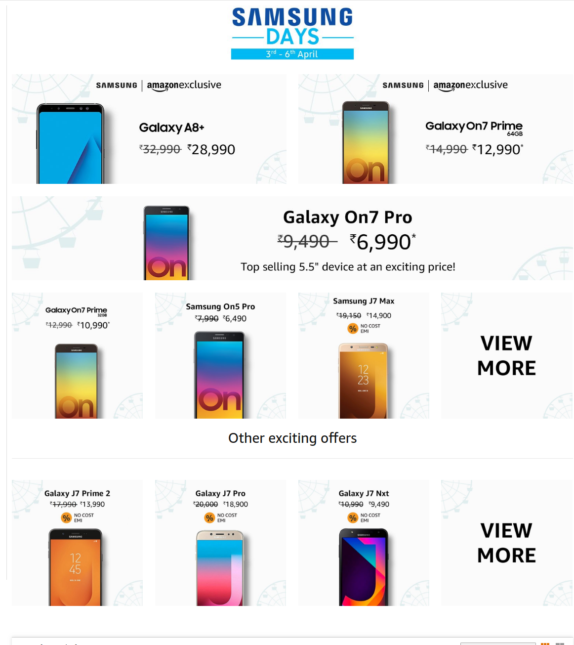 Samsung Days Sale Mobile Offers on Amazon India, Flipkart Mobile