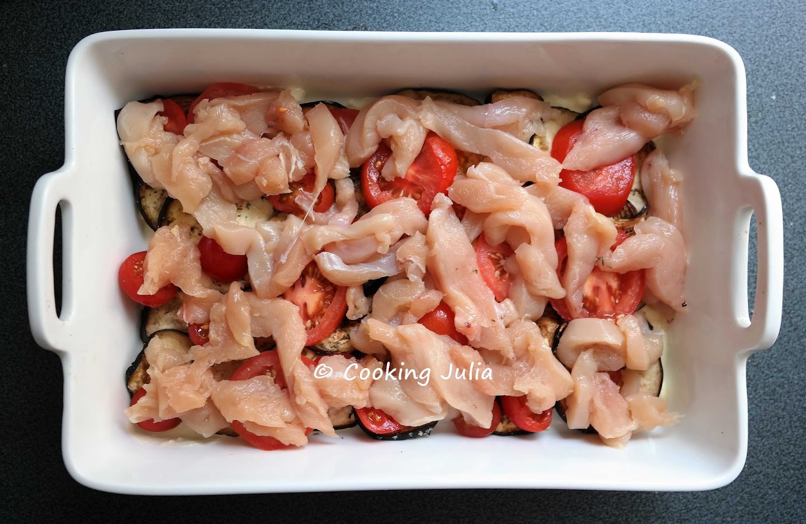 COOKING JULIA GRATIN D'AUBERGINES AU POULET FAÇON MOUSSAKA