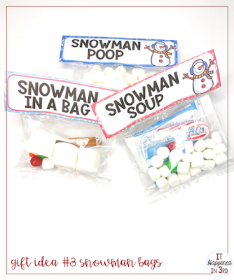 Picture of 3 gift bags with a snowman theme