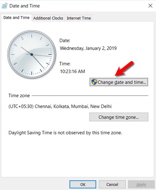Correct System Date and Time