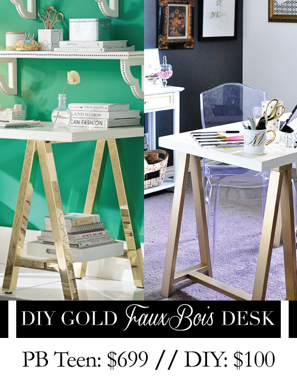 Diy Gold Faux Bois Sawhorse Desk Monica Wants It