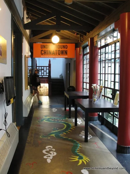 dragon leads to Underground Chinatown exhibit at Chinese Historical Society of America museum in a Julia Morgan building in Chinatown San Francisco