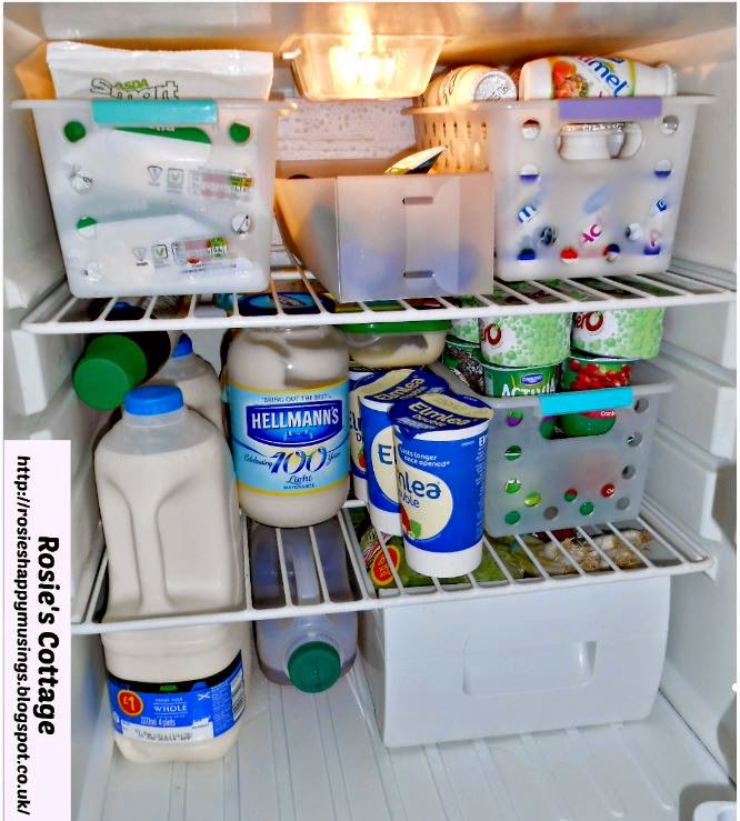 Rosie's Cottage Kitchen Organization Fridge Bins!