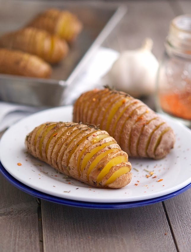 The Iron You Roasted Garlic Thyme Butter Hasselback Potatoes