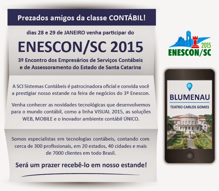 Venha nos visitar no ENESCON em Blumenau - 28 e 29 de janeiro de 2015 