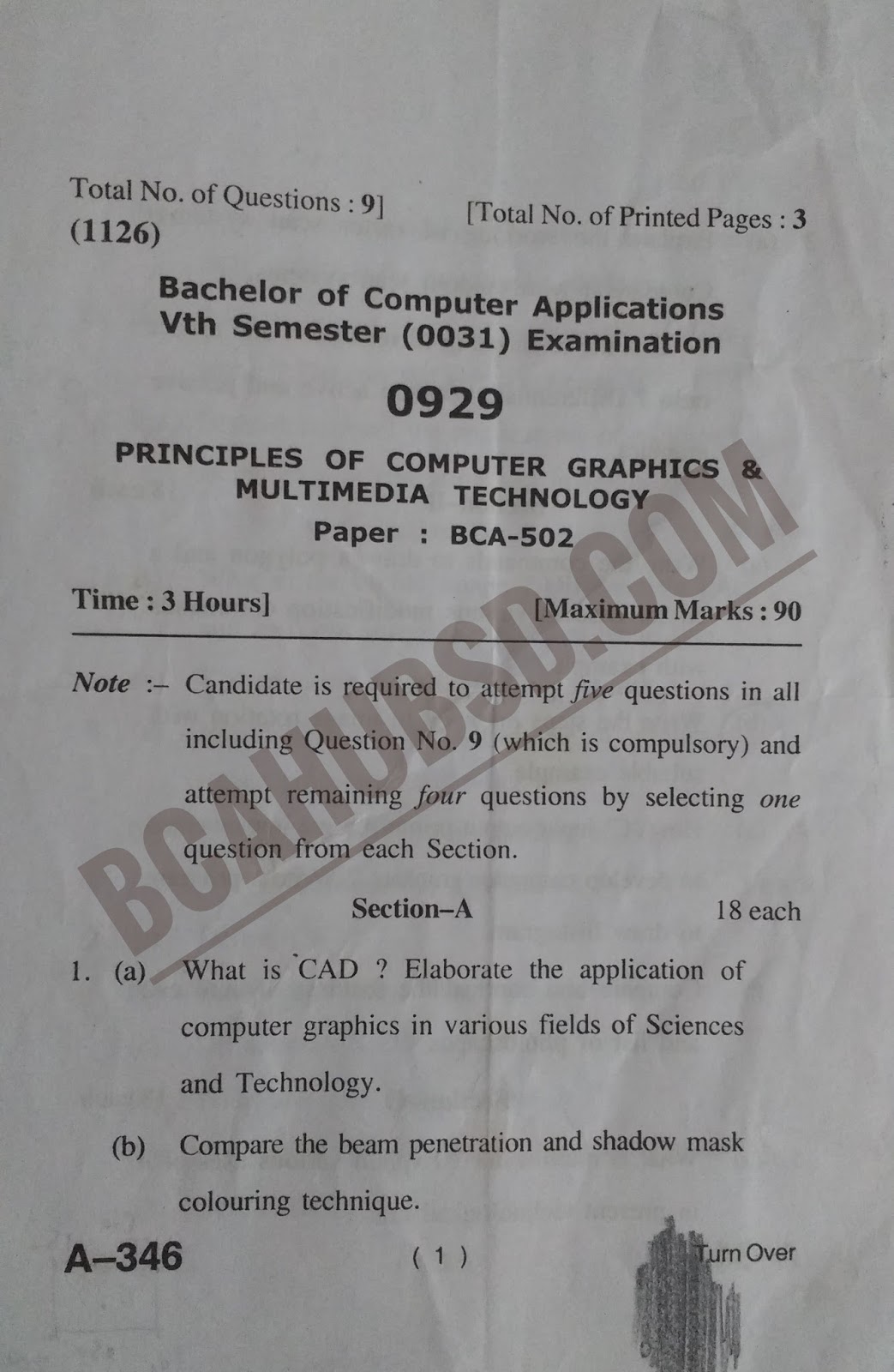 Graphics Solved Paper(10years) PRINCIPLES OF COMPUTER GRAPHICS & MULTIMEDIA TECHNOLOGY SYLLABUS