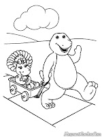 Mewarnai Barney Si Dinosaurus Lucu