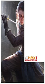 Abecedario de Arya Luchando. Arya of GoT Fighting Abc.