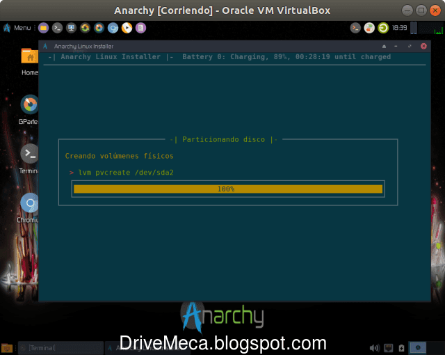 El asistente crea y cifra las particiones del disco El asistente crea y cifra las particiones del disco
