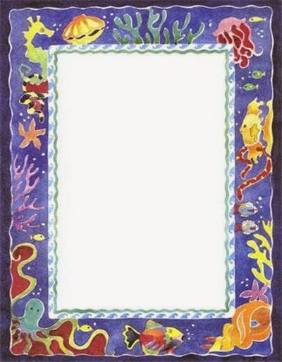 Under the Sea: Free Printable Frames, Borders and Labels.