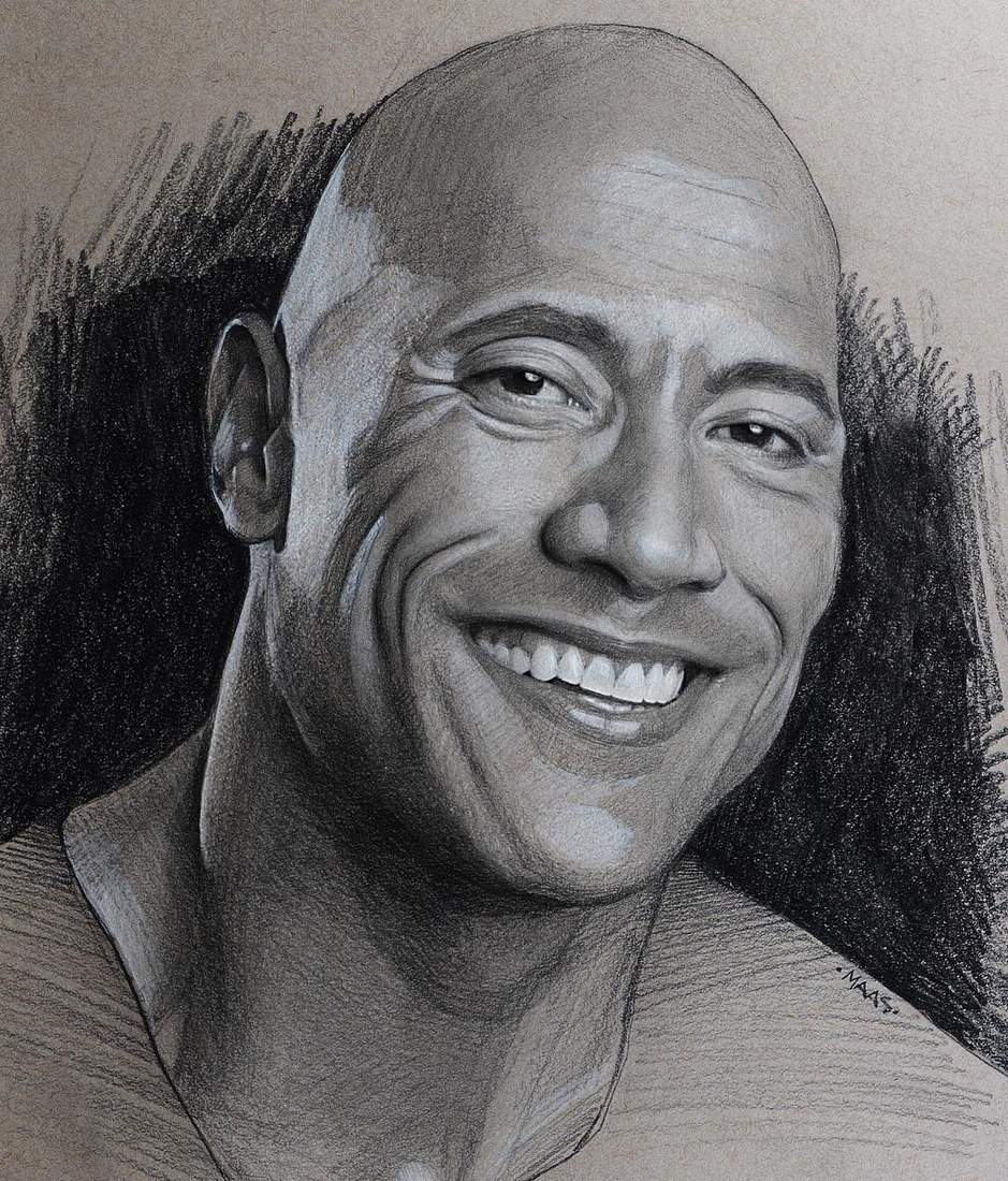 09-The-Rock-Dwayne-Johnson-Justin-Maas-Pastel-Charcoal-and-Graphite-Celebrity-Portraits-www-designstack-co