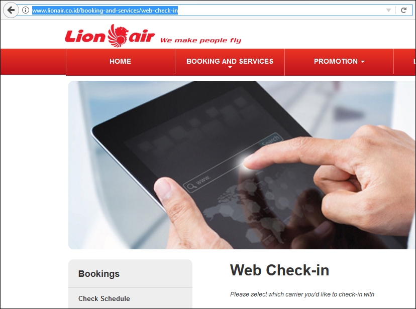 Web check in lion