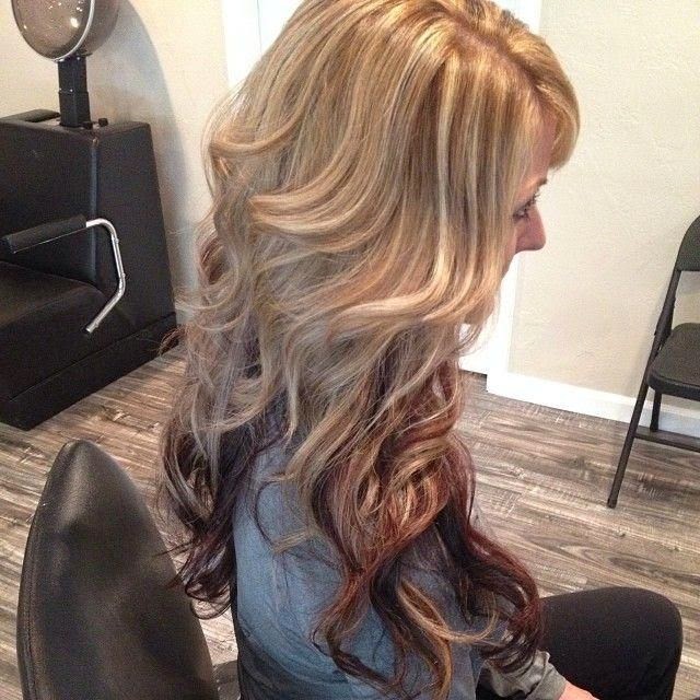 Dark Hair with Blonde and Caramel Highlights
