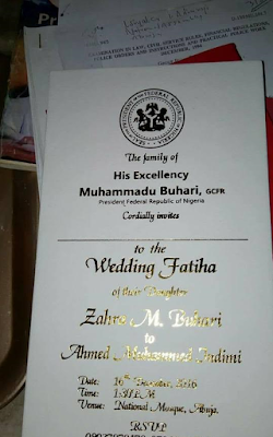 1a Photos of the wedding invitation cards of Zahra Buhari to Ahmed Indimi