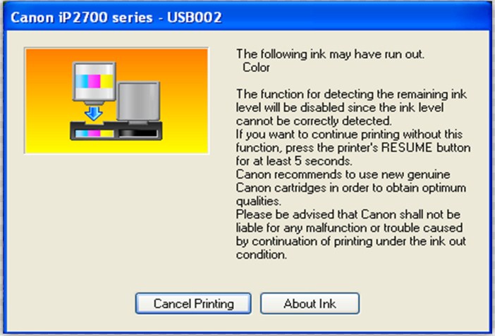 Cara mengatasi tinta warna printer tidak keluar canon ip2770